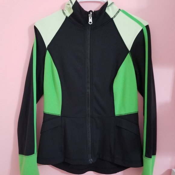 Lululemon Athletica Black Green Hoodie Jacket Sz10 - Picture 1 of 9